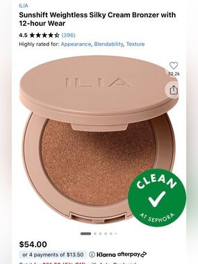 ILIA Silky Cream Bronzer in RAY - Warm Golden Bronze | NIB
